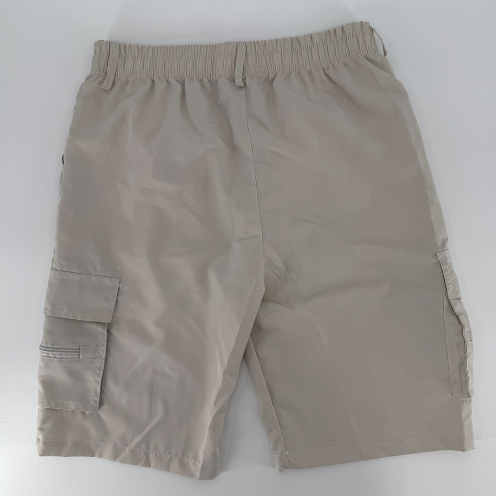 Carhartt Mens Cargo Shorts Tan Beige Elastic Waist Logo Polyester Size Large - Picture 10 of 10